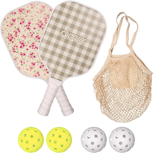 | USAPA Approved | Pickleball Paddles Set of 2 | Fiberglass Surface Pickleball Set with 2 Rackets, 4 Balls, & Bag