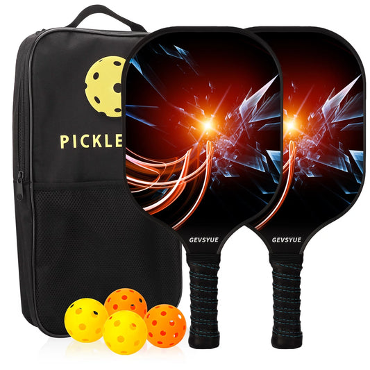 Pickleball Paddles Set, 2 Paddles, 4 Balls, Paddle Bag, PP Honeycomb Core Fiberglass Face with Large Sweet Spot, Starter Series Premium