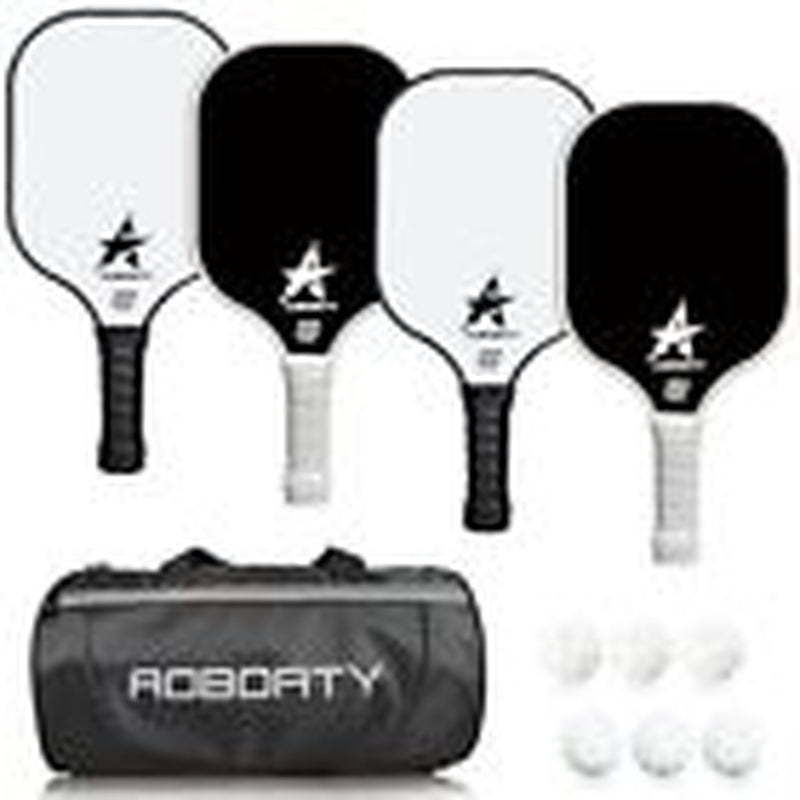 Pickleball Paddles 4 Pack - USAPA Light Graphite Premium Black and White