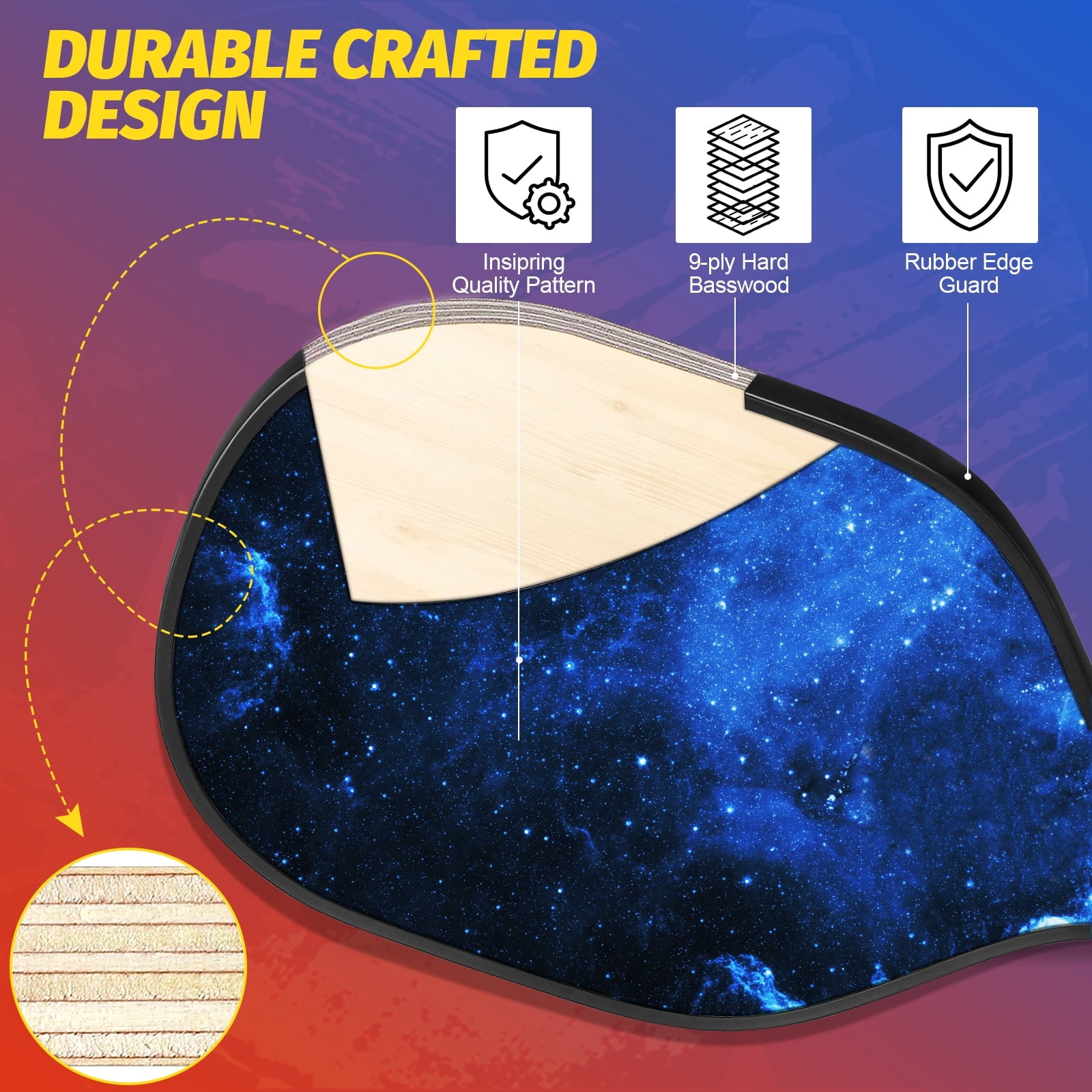 USAPA Approved Pickleball Set Wood Pickleball Paddles , 4 Rackets, Paddle Bag, 4 Balls