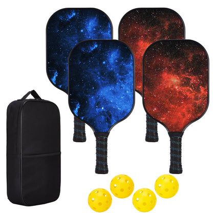 USAPA Approved Pickleball Set Wood Pickleball Paddles , 4 Rackets, Paddle Bag, 4 Balls