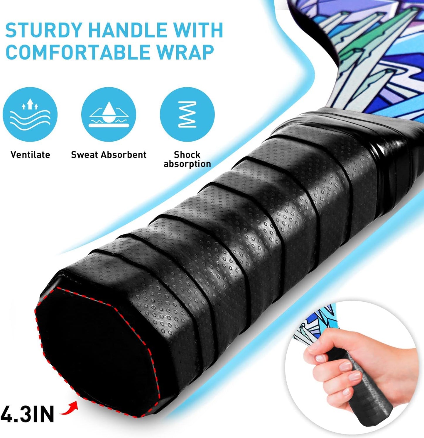 Pickleball Paddles Set of 4 with 4 Premium 9-Ply Basswood Paddles & 4 Pickleballs & 2 Handle Grips Tape & 2 Pickleball Belts & Carry Bag for Beginners Men Women Adults(New Version)