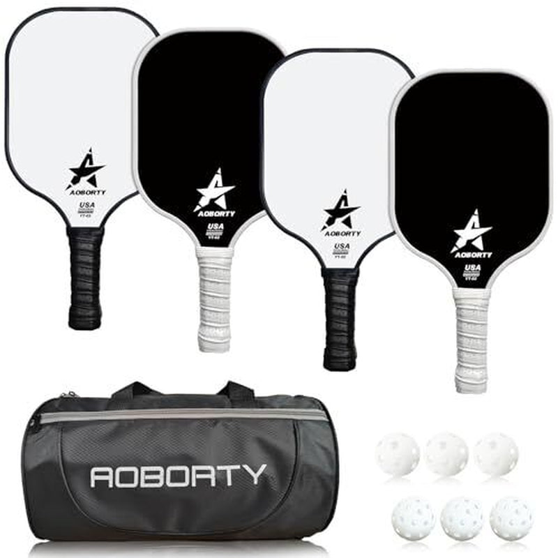 Pickleball Paddles 4 Pack - USAPA Light Graphite Premium Black and White