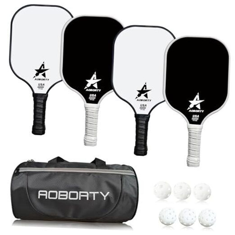 Pickleball Paddles 4 Pack - USAPA Light Graphite Premium Black and White