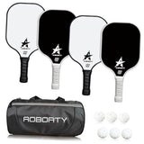 Pickleball Paddles 4 Pack - USAPA Light Graphite Premium Black and White
