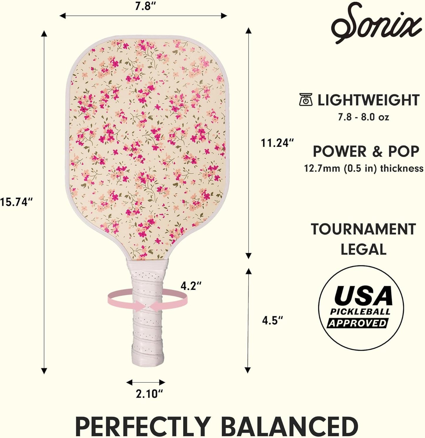 | USAPA Approved | Pickleball Paddles Set of 2 | Fiberglass Surface Pickleball Set with 2 Rackets, 4 Balls, & Bag