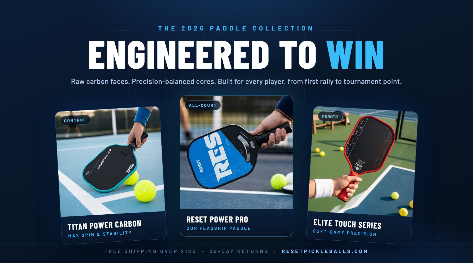 The 2026 RESET paddle collection — engineered to win